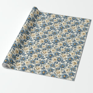 Papel De Presente Presente de aniversário Azul e Branco sem costur