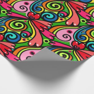 Papel De Presente Presente de Aniversário Colorido Doodle para Todas