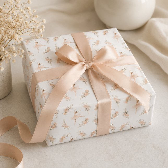 Papel De Presente Presente de Aniversário com Padrão Floral Bailarin (Criador carregado)