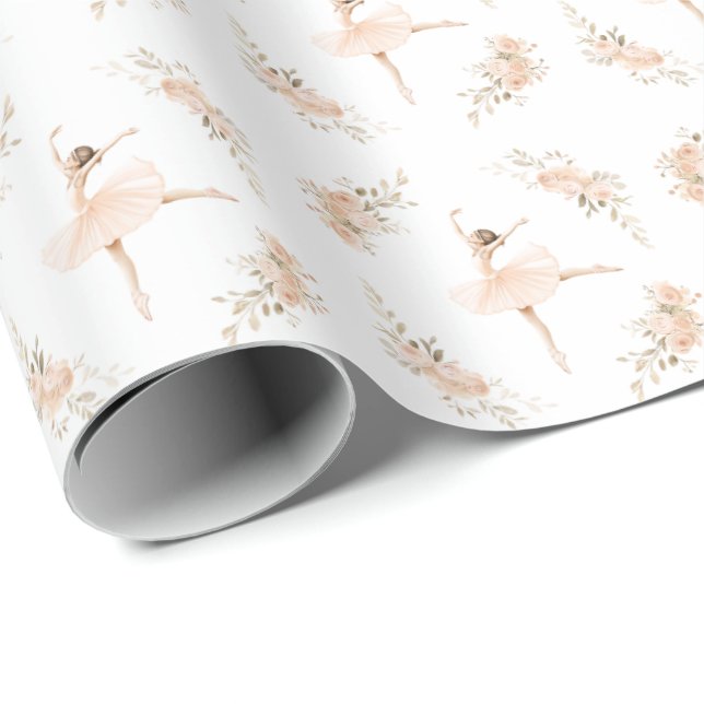 Papel De Presente Presente de Aniversário com Padrão Floral Bailarin (Ponta do rolo)