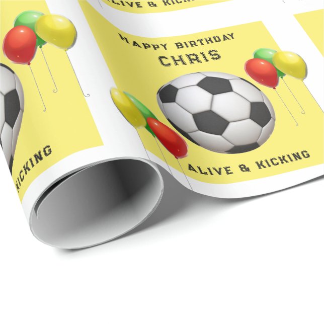 Papel De Presente Presente de Aniversário de Futebol (Ponta do rolo)