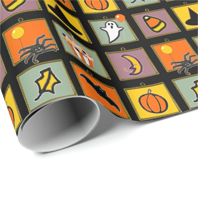 Papel De Presente Presente de Aniversário de Halloween (Ponta do rolo)