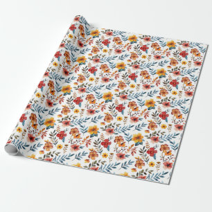 Papel De Presente Presente de Aniversário Floral Vibrante em Estil