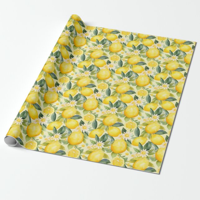 Papel De Presente Presente de aniversário | Lemon e Daisy Seamless (Desenrolado)