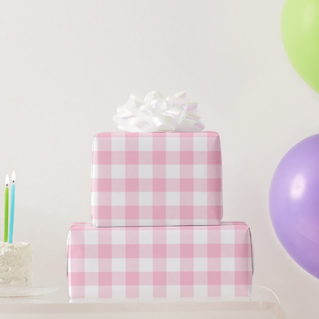Papel De Presente Presente de Aniversário para Chá de Bebê em Xadrez (Presentes para festas)