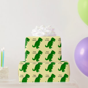 Papel De Presente Presente de Aniversário T-Rex Dinossauro Qualquer
