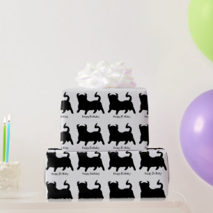 Papel De Presente Presente de Aniversário Touro Preto Qualquer Cor d