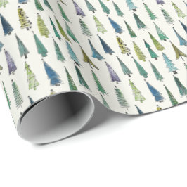 Papel De Presente Presente de Árvore de Natal Verde Invernal