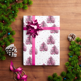 Papel De Presente Presente de Árvore Rosa Girly de Natal