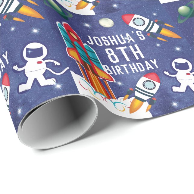 Papel De Presente Presente de Astronauta Fogueira Personalizada (Ponta do rolo)