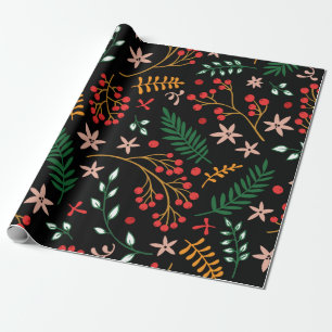 Papel De Presente Presente de Azevinho de Natal Vermelho Verde Elega