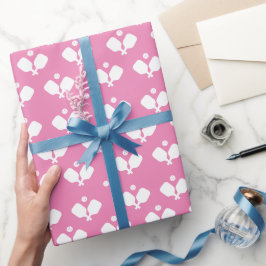 Papel De Presente Presente de Bola Branca Rosa Pica-Pickleball