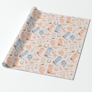 Papel De Presente Presente de Botas de Cowgirl Nashville Pastel Aqua