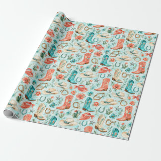 Papel De Presente Presente de Botas de Cowgirl Nashville Rosa Turque