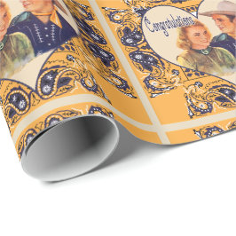 Papel De Presente Presente de Casais de Cowboy Ocidental