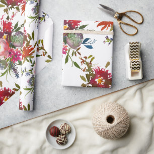 Papel De Presente Presente de casamento botânico floral boho elegant