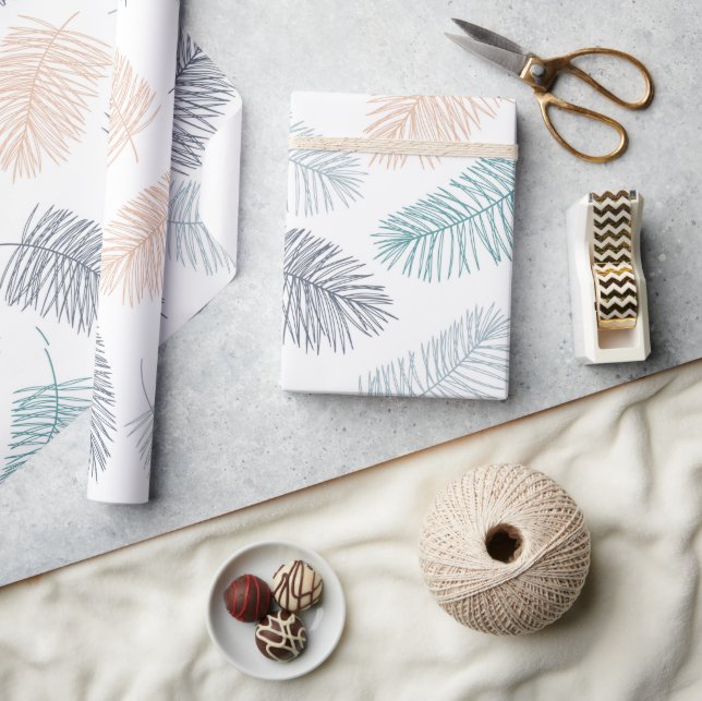 Papel De Presente Presente de Casamento de Folhas Tropicais Modernas (Artesanato)