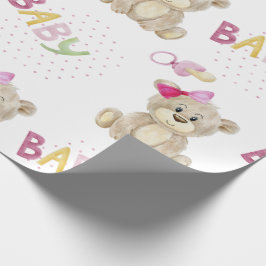 Papel De Presente Presente de Chá de Bear Bear Aquarela Rosa