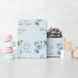 Papel De Presente Presente de Chá de Noiva Floral Azul Elegante