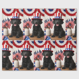 Papel De Presente Presente de Chapéu do Tio Sam Patriótico Labrador