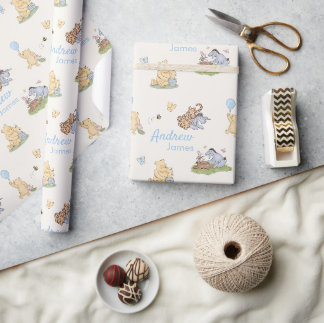 Papel De Presente Presente de Chuvada de Bebê Menino Azul do Clássic