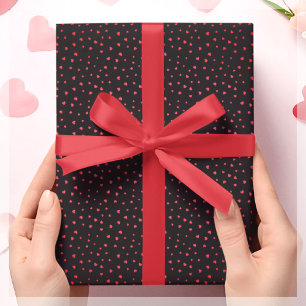 Papel De Presente Presente de Coração Vermelho e Negro