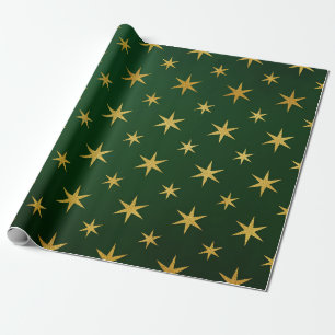 Papel De Presente Presente de Estrela de Natal Verde Dourado Elegant