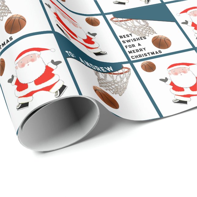 Papel De Presente Presente de Feriado de Basquete (Ponta do rolo)