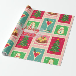 Papel De Presente Presente de Feriado Festivo Vermelho e Dourado Ele