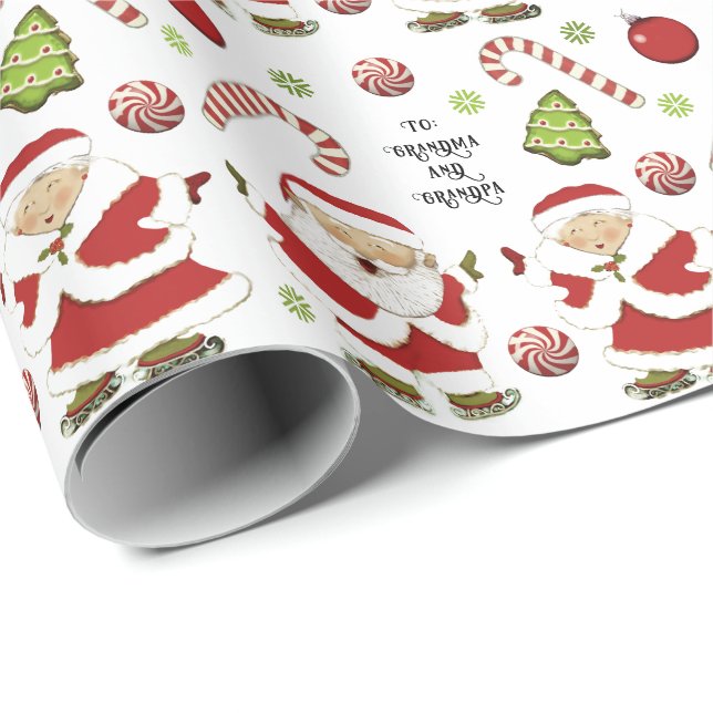 Papel De Presente Presente de Férias de Natal para Avós (Ponta do rolo)