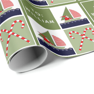 Papel De Presente Presente de Férias Personalizado de Vela em Barco