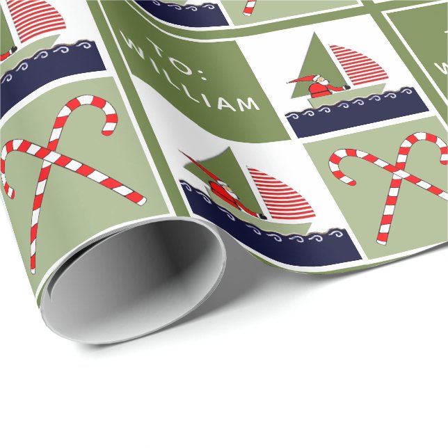 Papel De Presente Presente de Férias Personalizado de Vela em Barco  (Ponta do rolo)