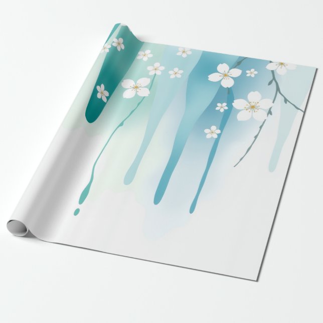 Papel De Presente Presente de Flor de Chuva de Primavera Abstrata (Desenrolado)