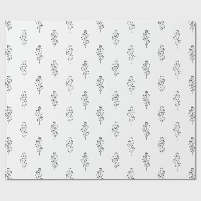 Papel De Presente Presente de Folhagem Branca Delicada Folhagem Botâ (Aberto)