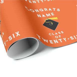 Papel De Presente Presente de Formatura Laranja 2026
