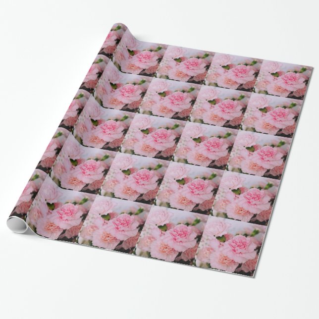 Papel De Presente Presente de fotografia de lindas flores de cravo r (Desenrolado)