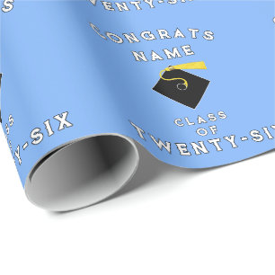 Papel De Presente Presente de Graduação Azul Claro 2025