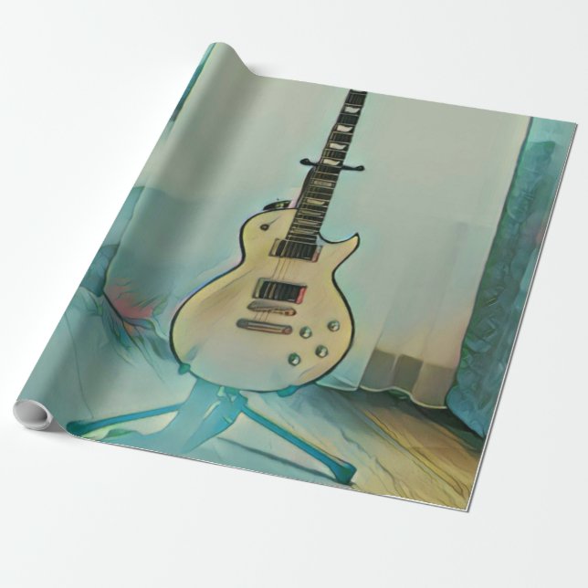 Papel De Presente presente de guitarra clássico para pai (Desenrolado)