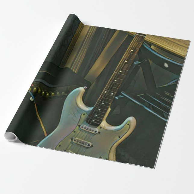 Papel De Presente presente de guitarra de baixo acústico (Desenrolado)