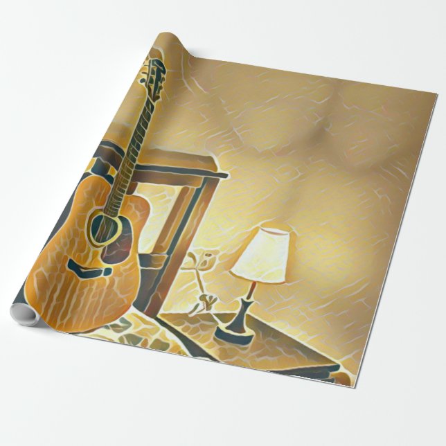 Papel De Presente Presente de guitarrista acústico (Desenrolado)