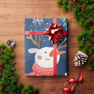Papel De Presente Presente de homem de neve azul fofo de inverno