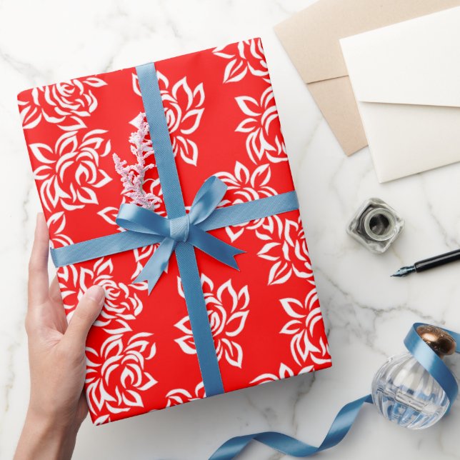 Papel De Presente Presente de Modelo de Padrão Sem Fios de Rosa verm (Presentear)