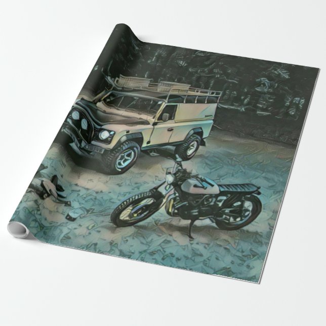Papel De Presente Presente de motocicleta retrorreflector (Desenrolado)
