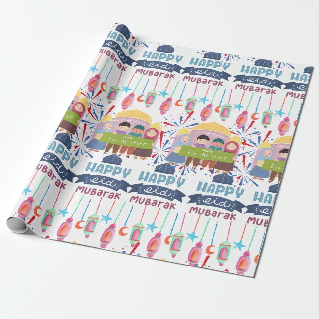 Papel De Presente Presente de Mubarak EID (Desenrolado)