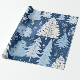 Papel De Presente Presente de Natal Azul e Branco