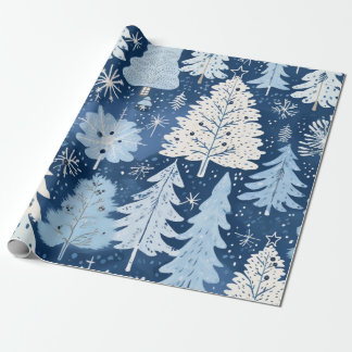 Papel De Presente Presente de Natal Azul e Branco