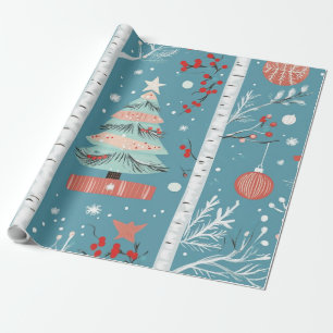Papel De Presente Presente de Natal azul fofo de inverno