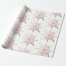 Papel De Presente Presente de Natal Branco Floco de Neve em Dourado 
