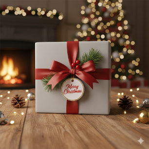 Papel De Presente Presente de Natal com Brilho Prateado Festivo