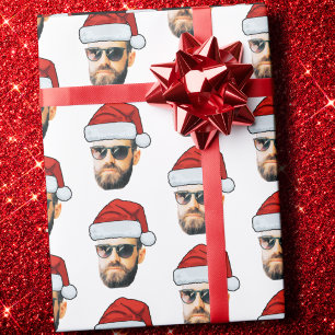 Papel De Presente Presente de Natal com Foto do Papai Noel de Cara E